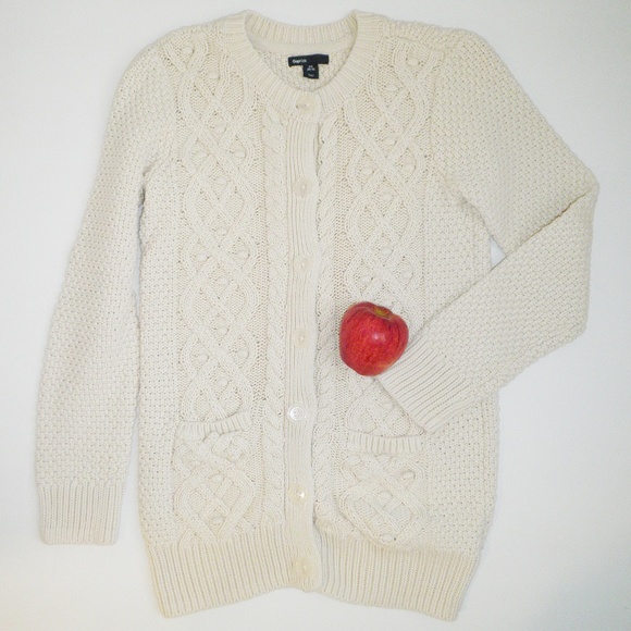 Gap Kids Other - Gap Kids CREAM Cable Knit Sweater Coat XXL